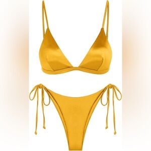 Women's Shiny Silky Bikini Sets Sexy Triangular-size S
